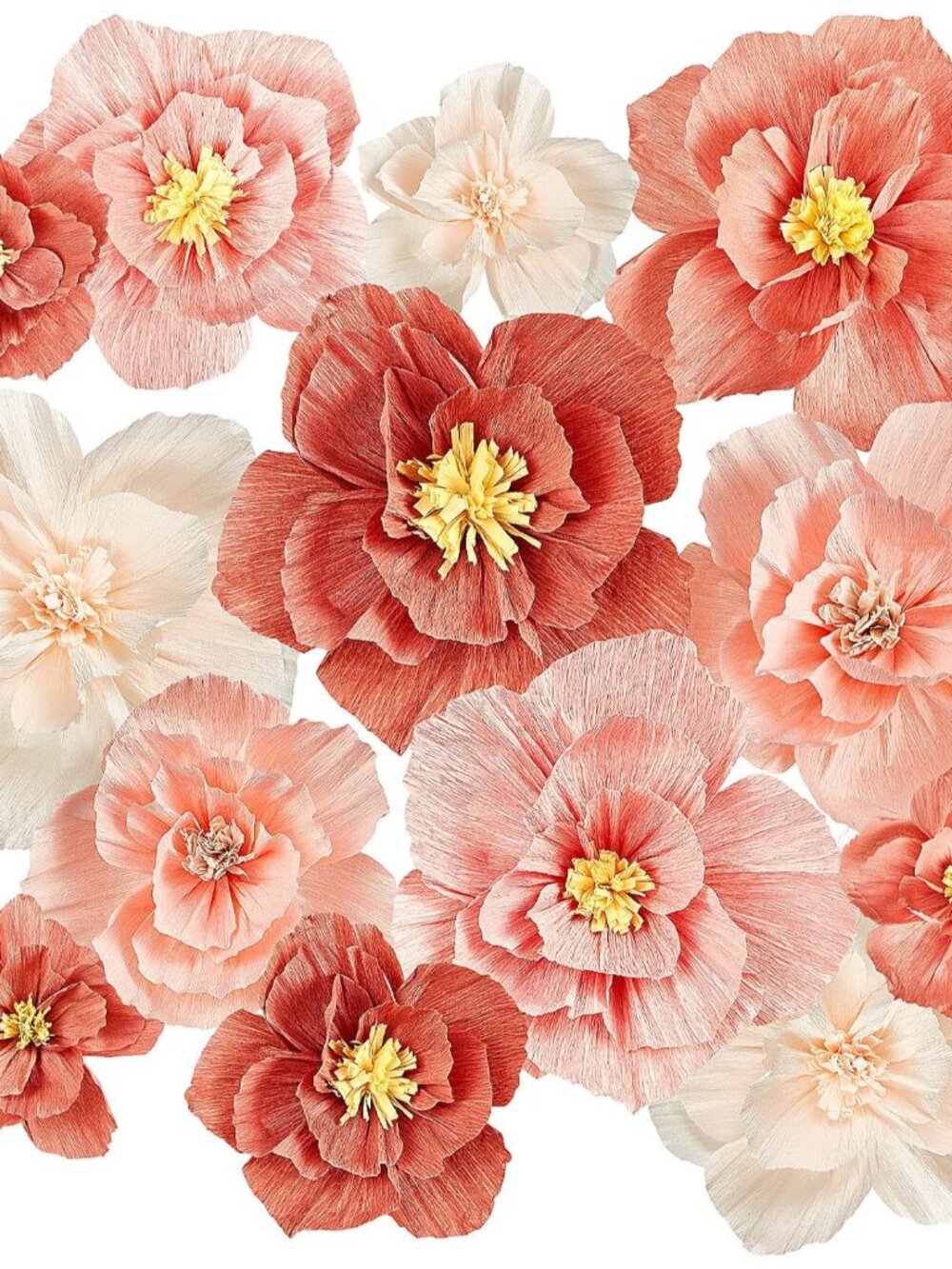 12 Pcs Tissue Paper Flowers, Crepe Paper Flowers Decorations 8" 10" 12" for Wedd